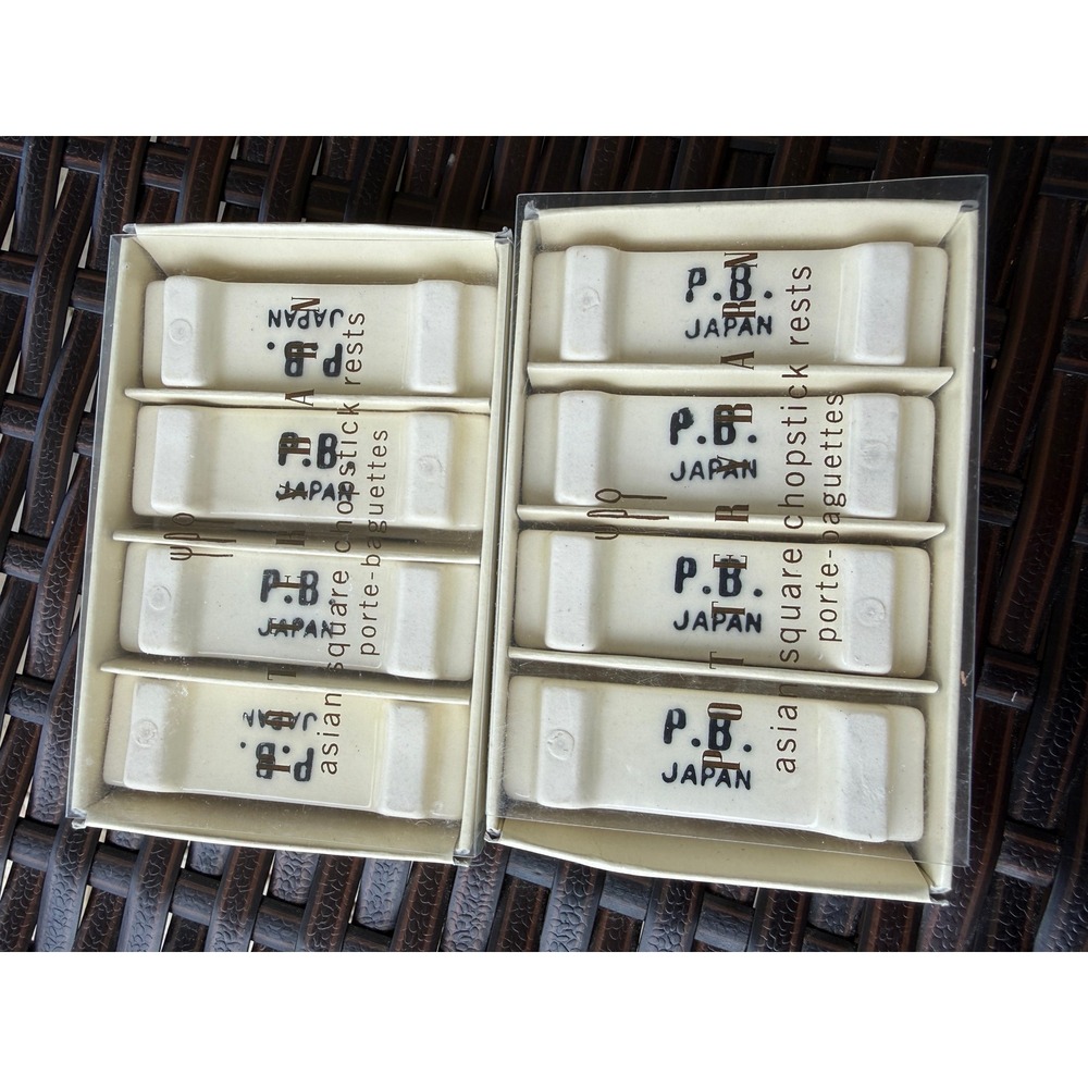 Pottery Barn Japan Ceramic Chopstick Rests Set of 8 Cream White Vintage PB